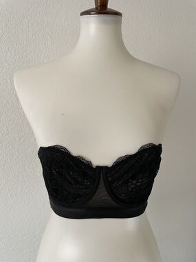 Lively Bra Strapless Lace Semi Sheer Black Lingerie Intimates
